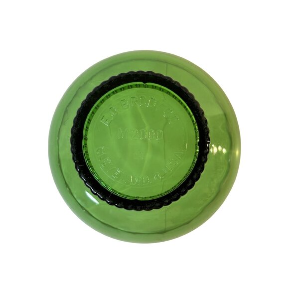 VTG EO Brody M2000 Scallop Edge Emerald Green Glass Ribbed Base Bulb Bowl 6.75" - Picture 8 of 11